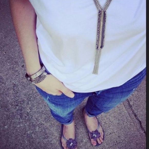 Stella & Dot Tessa Fringe Necklace – Mixed Metal Tassel Pendant - Picture 9 of 11